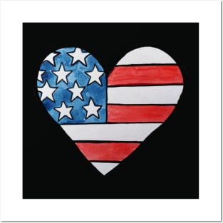 American Flag Heart Posters and Art